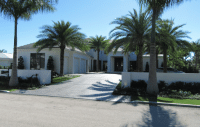 Driveway with three car garage at residential home