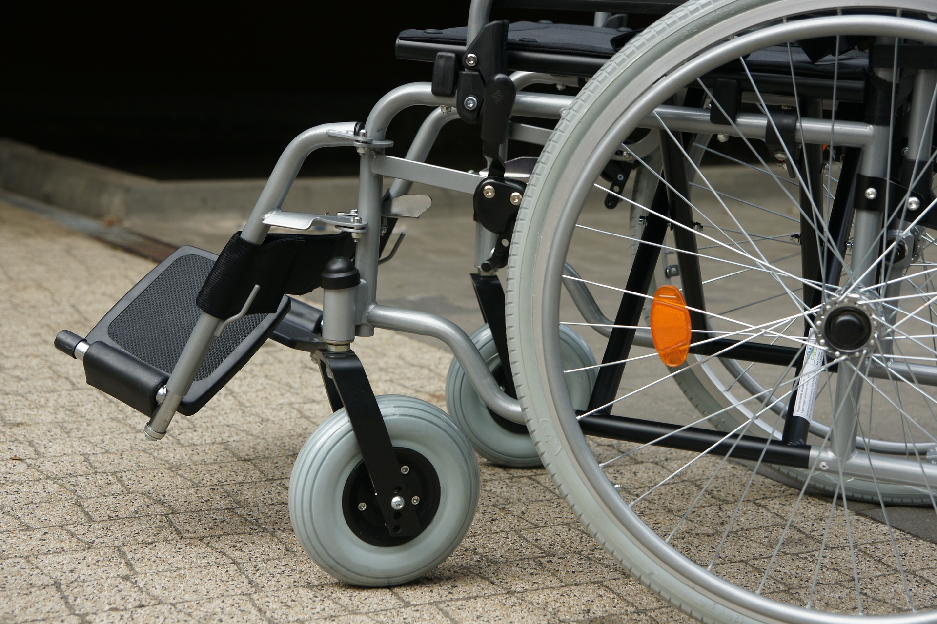 closeup of wheelchair