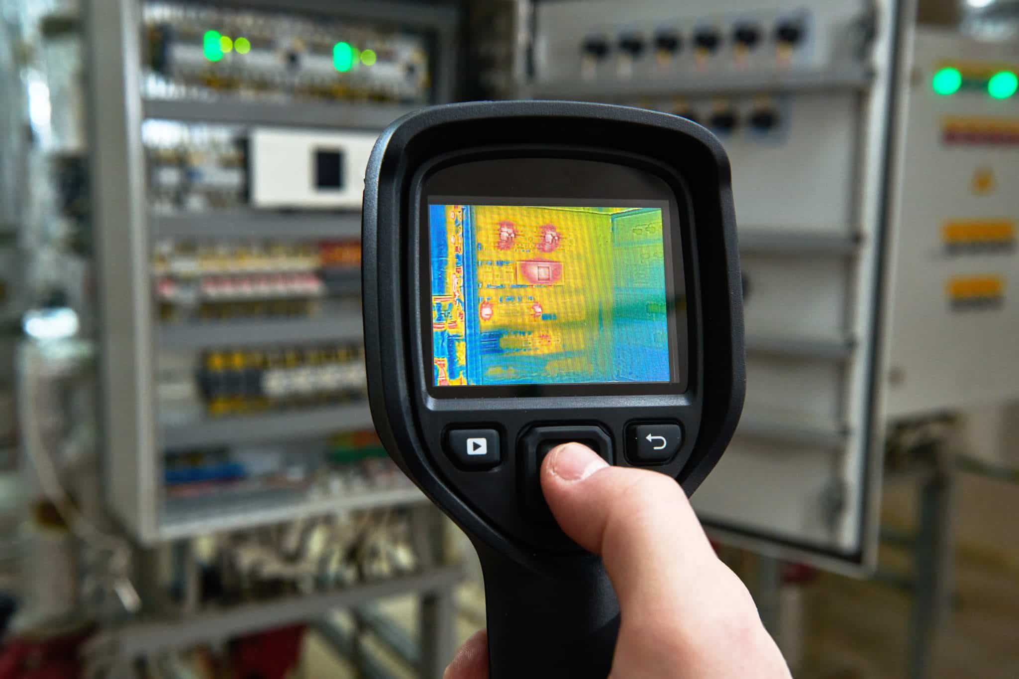 an infrared camera monitors the temperature of electrical equipment